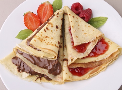 crêpes sucrées, fraise, chocolat