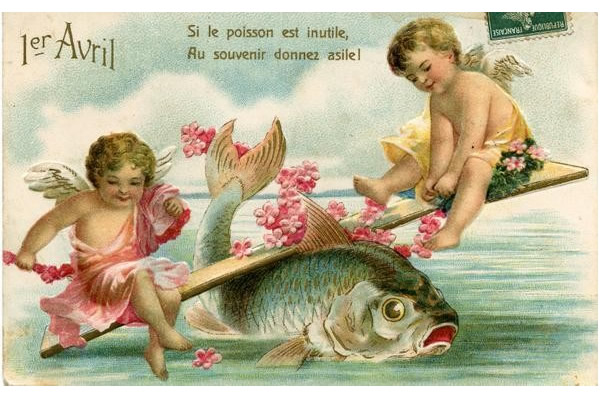 Poisson d'Avril sur carte postale