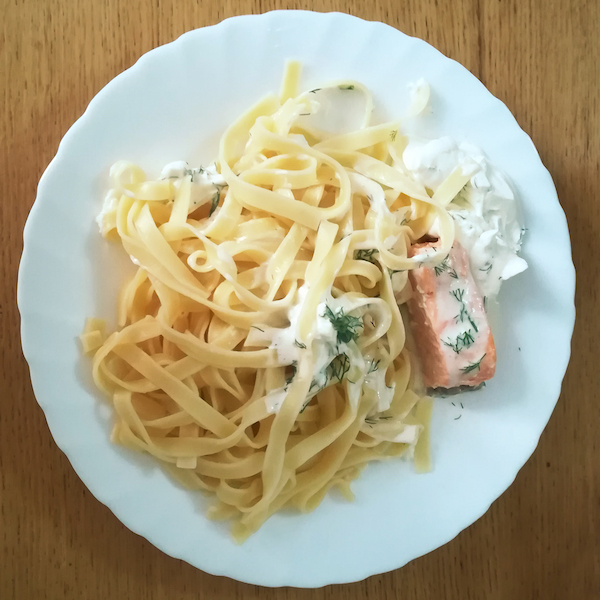 Saumon, tagliatelles et Chantilly à l'aneth